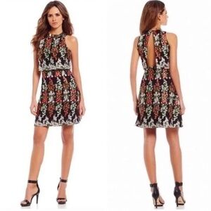 Gianni Bini Black Floral Backless Dress